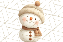 Hygge Winter Snowman PNG Cozy Neutral Christmas Clipart Product Image 5