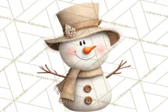 Hygge Winter Snowman PNG Cozy Neutral Christmas Clipart Product Image 4