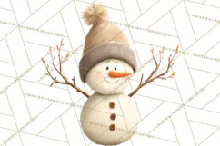 Hygge Winter Snowman PNG Cozy Neutral Christmas Clipart Product Image 5