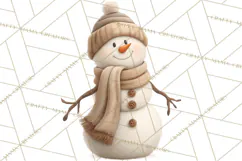 Hygge Winter Snowman PNG Cozy Neutral Christmas Clipart Product Image 2