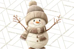 Hygge Winter Snowman PNG Cozy Neutral Christmas Clipart Product Image 3