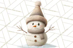 Hygge Winter Snowman PNG Cozy Neutral Christmas Clipart Product Image 4