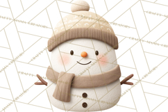 Hygge Winter Snowman PNG Cozy Neutral Christmas Clipart Product Image 2