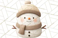 Hygge Winter Snowman PNG Cozy Neutral Christmas Clipart Product Image 2