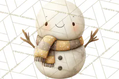Hygge Winter Snowman PNG Cozy Neutral Christmas Clipart Product Image 4