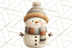 Hygge Winter Snowman PNG Cozy Neutral Christmas Clipart Product Image 4