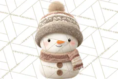 Hygge Winter Snowman PNG Cozy Neutral Christmas Clipart Product Image 2