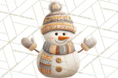 Hygge Winter Snowman PNG Cozy Neutral Christmas Clipart Product Image 3