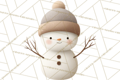 Hygge Winter Snowman PNG Cozy Neutral Christmas Clipart Product Image 5
