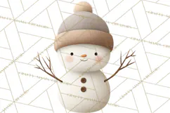 Hygge Winter Snowman PNG Cozy Neutral Christmas Clipart Product Image 5