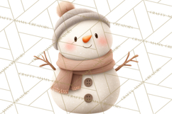 Hygge Winter Snowman PNG Cozy Neutral Christmas Clipart Product Image 2