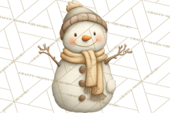 Hygge Winter Snowman PNG Cozy Neutral Christmas Clipart Product Image 3