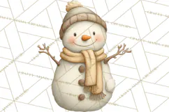 Hygge Winter Snowman PNG Cozy Neutral Christmas Clipart Product Image 3