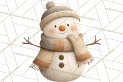 Hygge Winter Snowman PNG Cozy Neutral Christmas Clipart Product Image 5