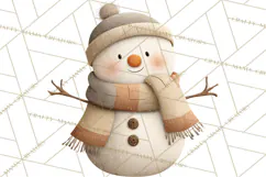 Hygge Winter Snowman PNG Cozy Neutral Christmas Clipart Product Image 5