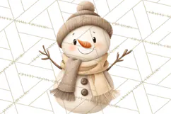 Hygge Winter Snowman PNG Cozy Neutral Christmas Clipart Product Image 2