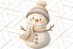 Hygge Winter Snowman PNG Cozy Neutral Christmas Clipart Product Image 4