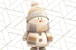Hygge Winter Snowman PNG Cozy Neutral Christmas Clipart Product Image 5