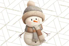 Hygge Winter Snowman PNG Cozy Neutral Christmas Clipart Product Image 2
