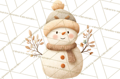 Hygge Winter Snowman PNG Cozy Neutral Christmas Clipart Product Image 4