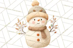 Hygge Winter Snowman PNG Cozy Neutral Christmas Clipart Product Image 4