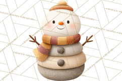 Hygge Winter Snowman PNG Cozy Neutral Christmas Clipart Product Image 4