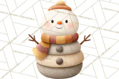 Hygge Winter Snowman PNG Cozy Neutral Christmas Clipart Product Image 4
