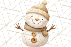 Hygge Winter Snowman PNG Cozy Neutral Christmas Clipart Product Image 5