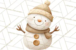 Hygge Winter Snowman PNG Cozy Neutral Christmas Clipart Product Image 5