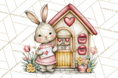 Woodland Critter Valentine Clipart, Forest Animal Post Png Product Image 2