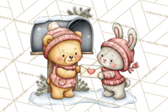 Woodland Critter Valentine Clipart, Forest Animal Post Png Product Image 3