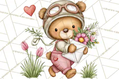 Woodland Critter Valentine Clipart, Forest Animal Post Png Product Image 4