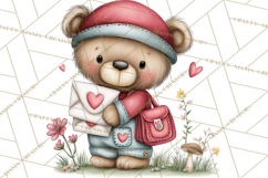 Woodland Critter Valentine Clipart, Forest Animal Post Png Product Image 5