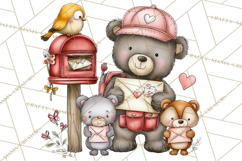 Woodland Critter Valentine Clipart, Forest Animal Post Png Product Image 2
