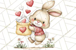 Woodland Critter Valentine Clipart, Forest Animal Post Png Product Image 3