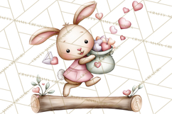 Woodland Critter Valentine Clipart, Forest Animal Post Png Product Image 4