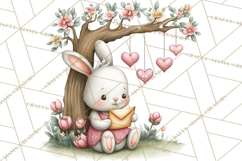 Woodland Critter Valentine Clipart, Forest Animal Post Png Product Image 2