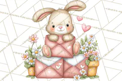 Woodland Critter Valentine Clipart, Forest Animal Post Png Product Image 4