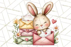 Woodland Critter Valentine Clipart, Forest Animal Post Png Product Image 5