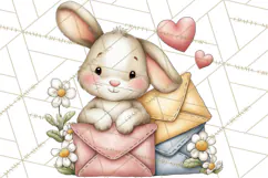 Woodland Critter Valentine Clipart, Forest Animal Post Png Product Image 2