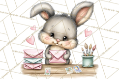 Woodland Critter Valentine Clipart, Forest Animal Post Png Product Image 3