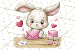 Woodland Critter Valentine Clipart, Forest Animal Post Png Product Image 4