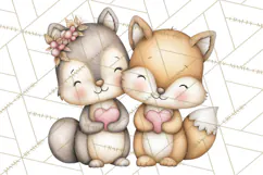Woodland Critter Valentine Clipart, Forest Animal Post Png Product Image 5