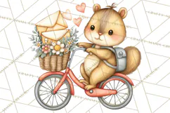 Woodland Critter Valentine Clipart, Forest Animal Post Png Product Image 2