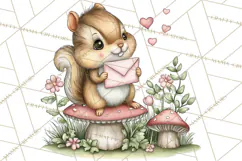 Woodland Critter Valentine Clipart, Forest Animal Post Png Product Image 4