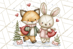 Woodland Critter Valentine Clipart, Forest Animal Post Png Product Image 5
