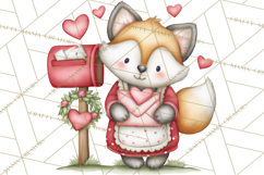 Woodland Critter Valentine Clipart, Forest Animal Post Png Product Image 2