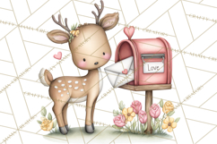 Woodland Critter Valentine Clipart, Forest Animal Post Png Product Image 4