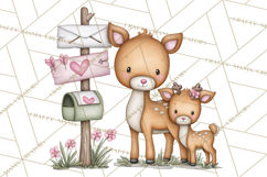 Woodland Critter Valentine Clipart, Forest Animal Post Png Product Image 5