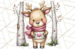 Woodland Critter Valentine Clipart, Forest Animal Post Png Product Image 2
